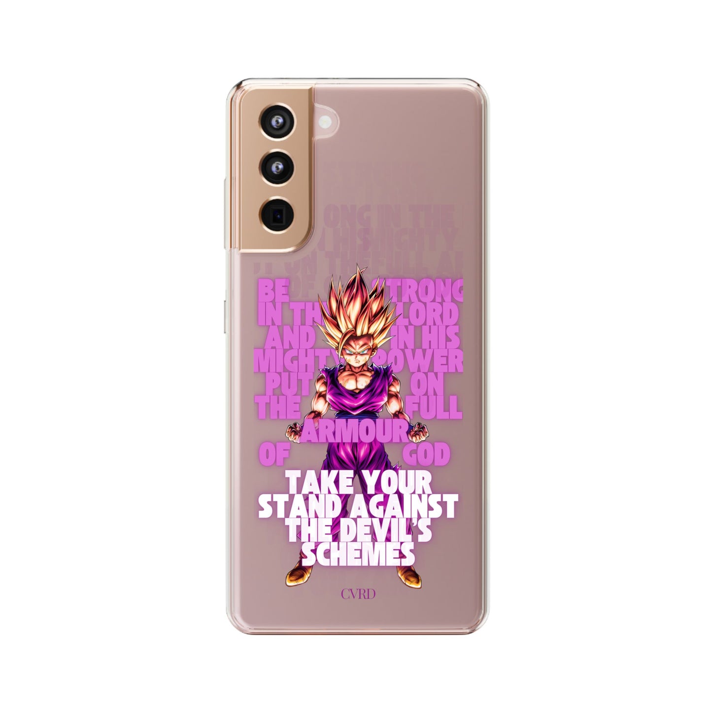 "Take A Stand" – Transparent Phone Case (Ephesians 6:10)