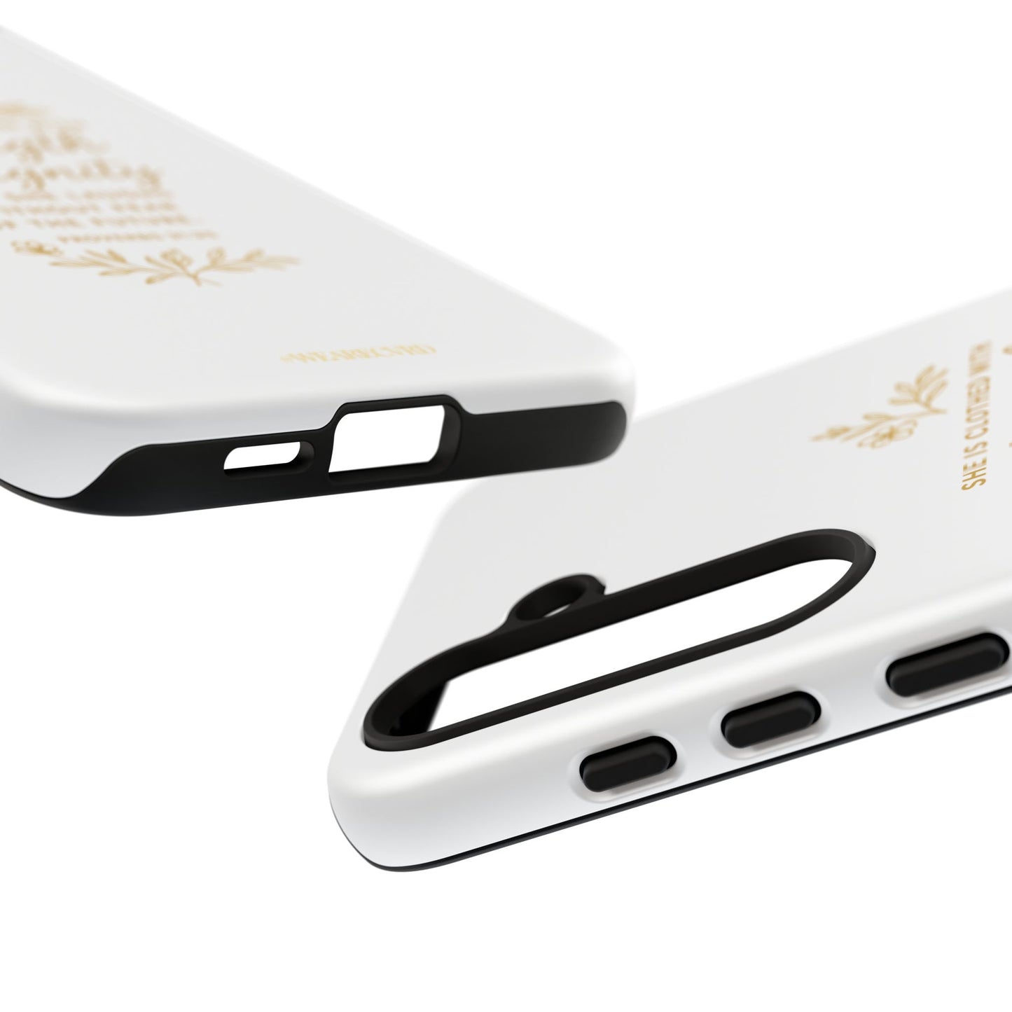 "Strength & Dignity" - White Phone Case (Proverbs 31:25)
