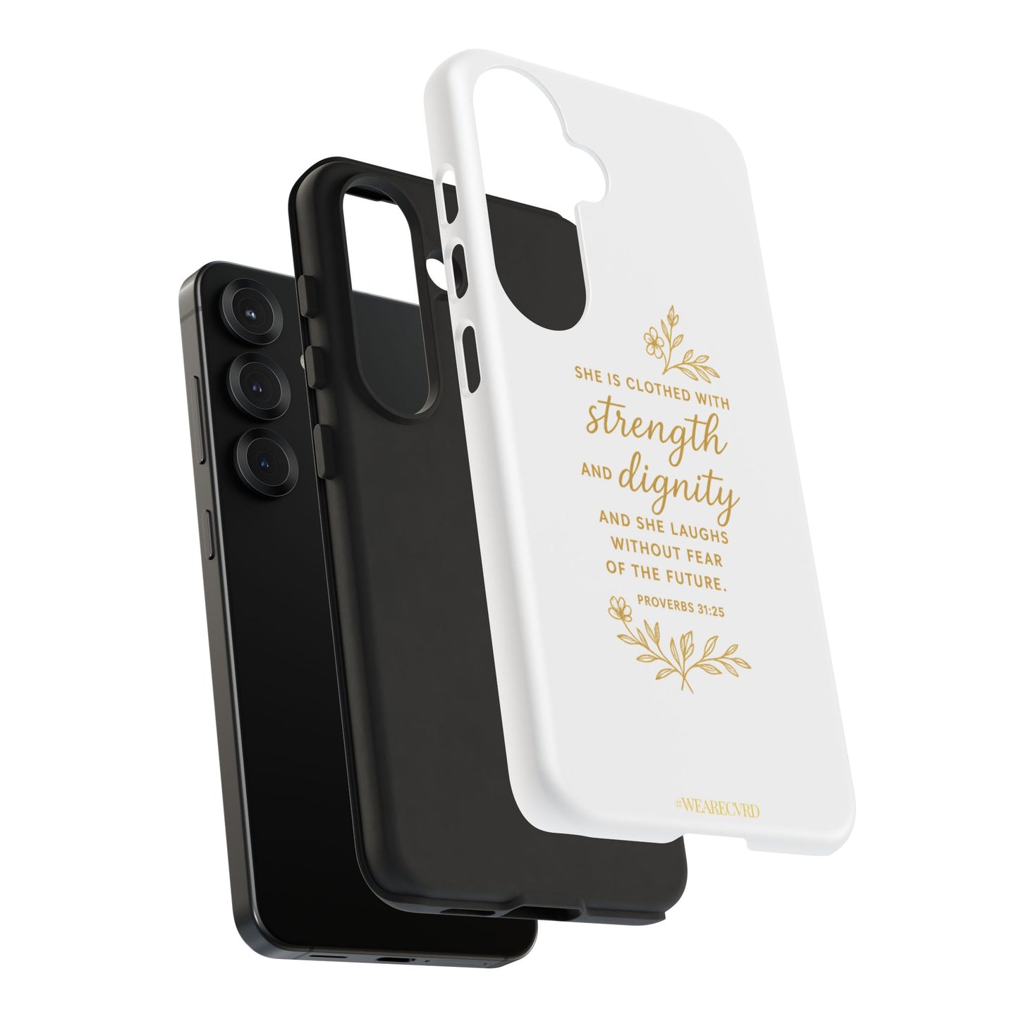 "Strength & Dignity" - White Phone Case (Proverbs 31:25)