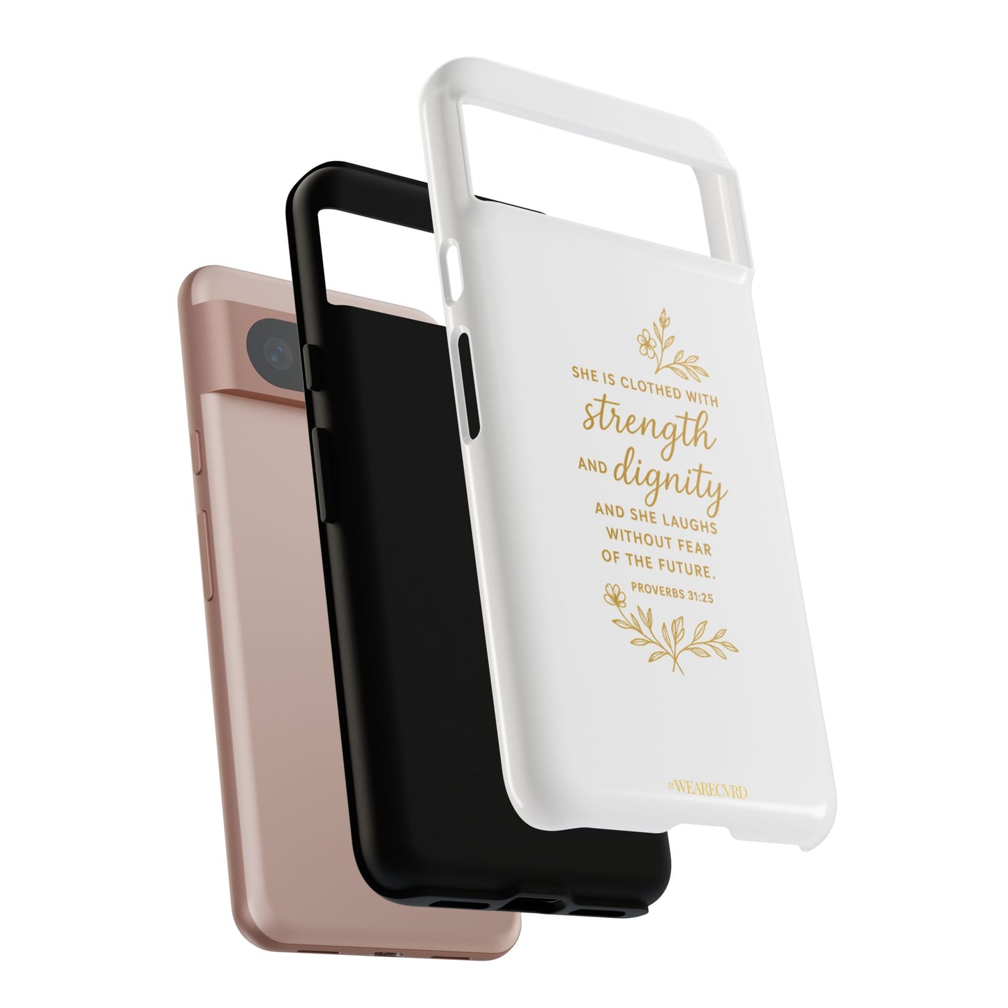 "Strength & Dignity" - White Phone Case (Proverbs 31:25)