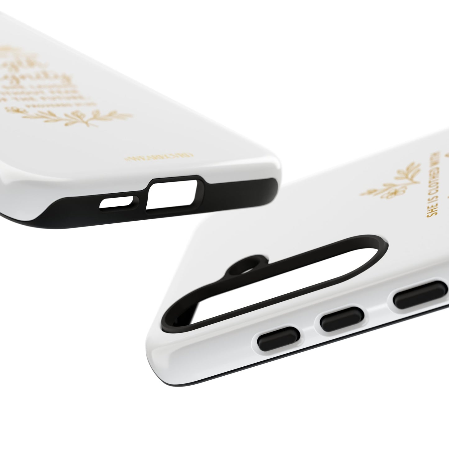 "Strength & Dignity" - White Phone Case (Proverbs 31:25)