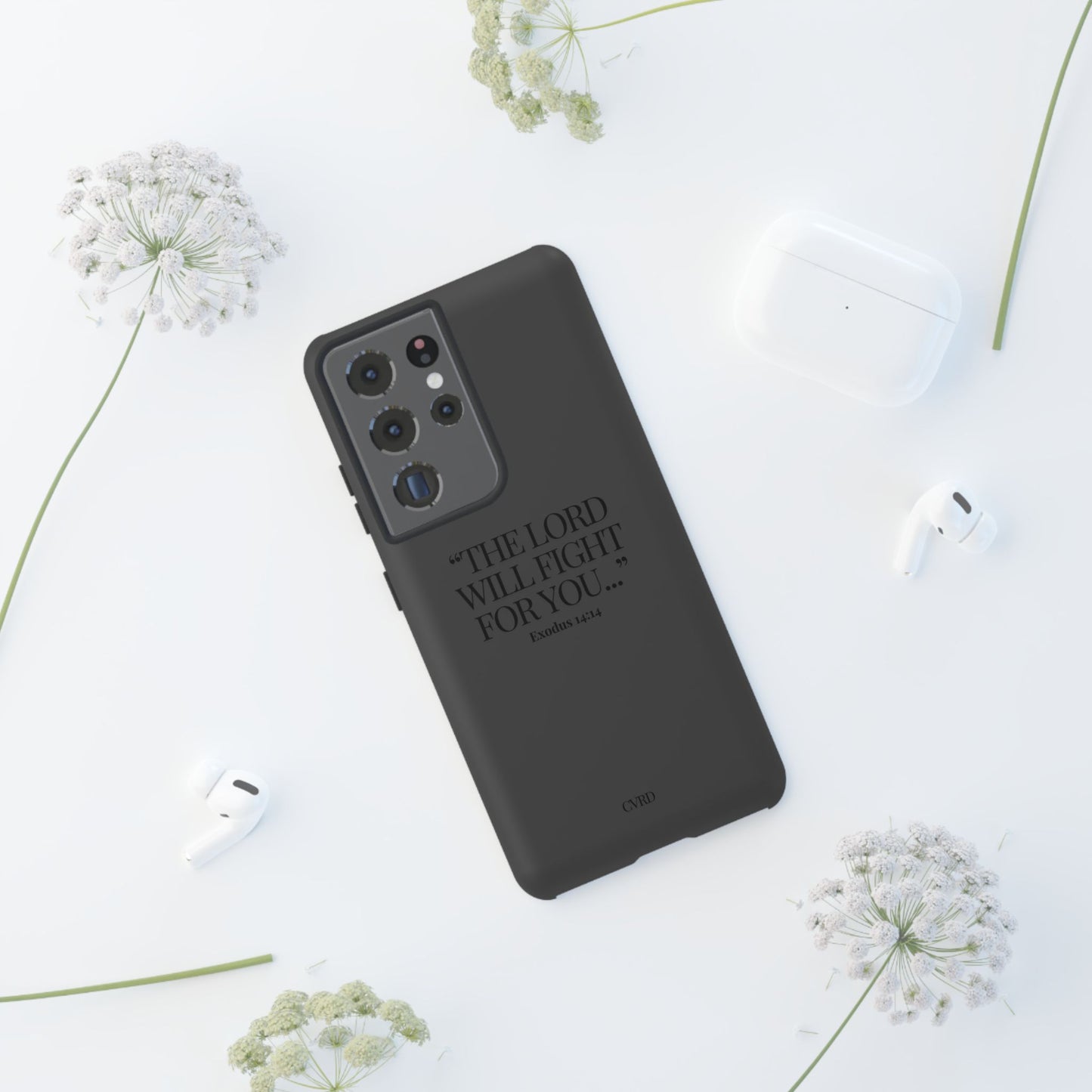 "Silent Strength" - Black Phone Case (Exodus 14:14)