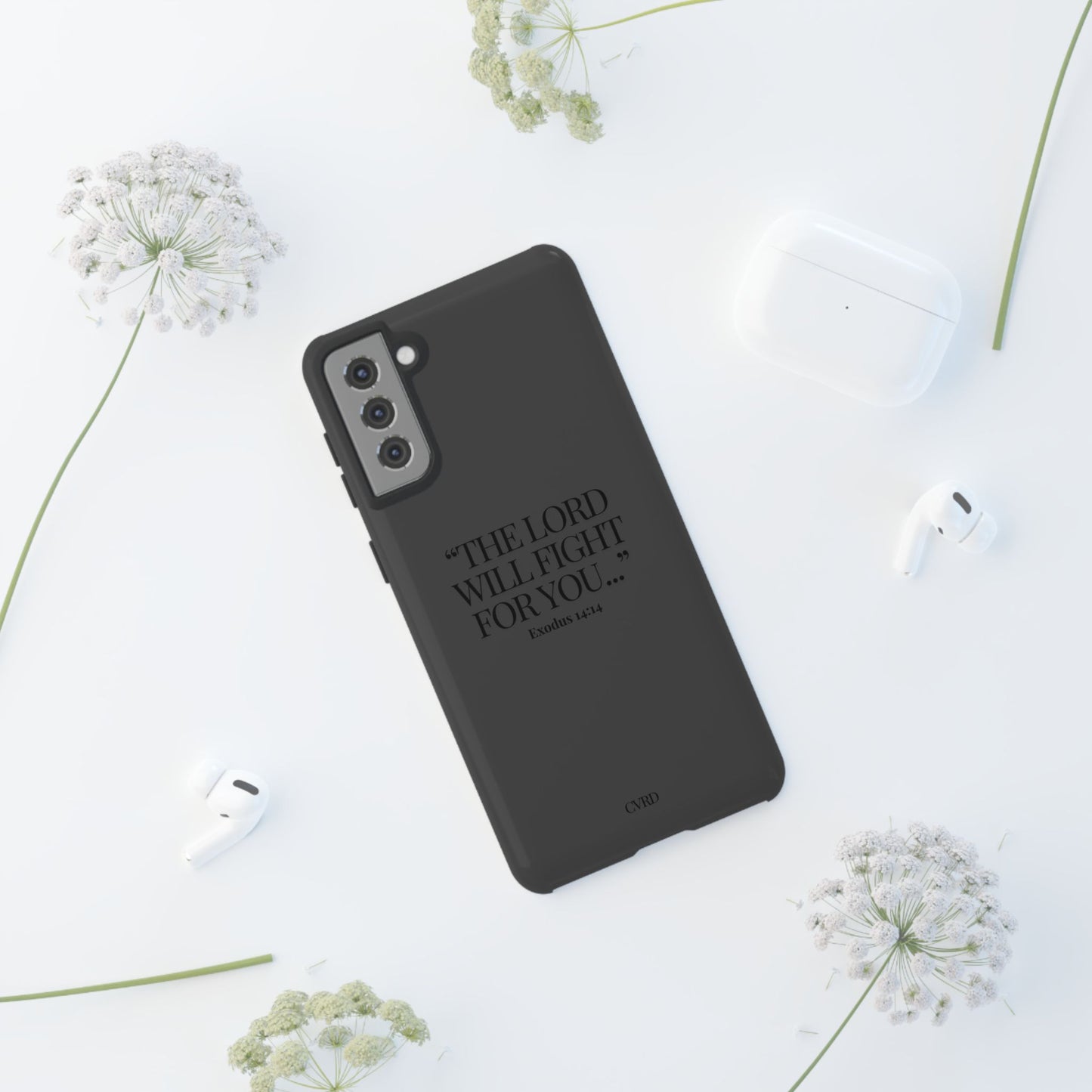 "Silent Strength" - Black Phone Case (Exodus 14:14)