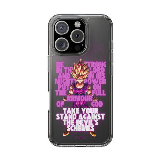 "Take A Stand" – Transparent Phone Case (Ephesians 6:10)